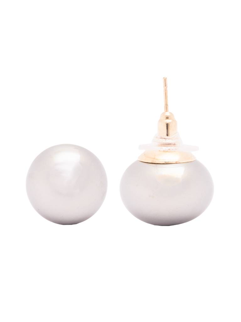 The Pearl Story - Mystic Grey Button Pearl Stud Earrings : WFES59