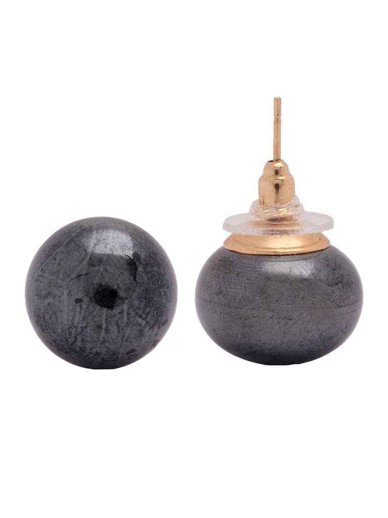 The Pearl Story - Midnight Black Button Pearl Earrings : WFES61