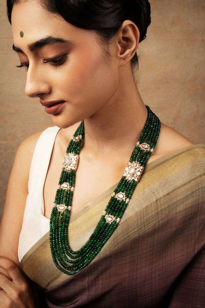 Meira Heritage Emerald Green Long Necklace : WFNE401