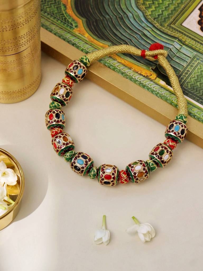 Navratna & Enamel Orbed Choker Necklace : WFNE451