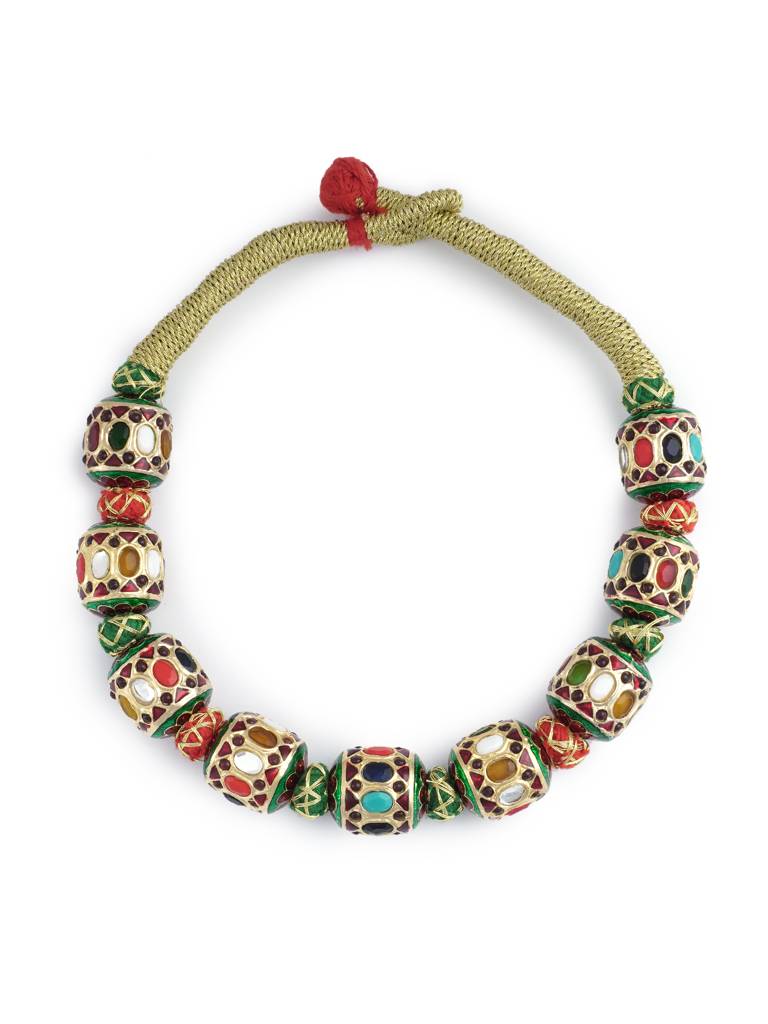 Navratna & Enamel Orbed Choker Necklace : WFNE451