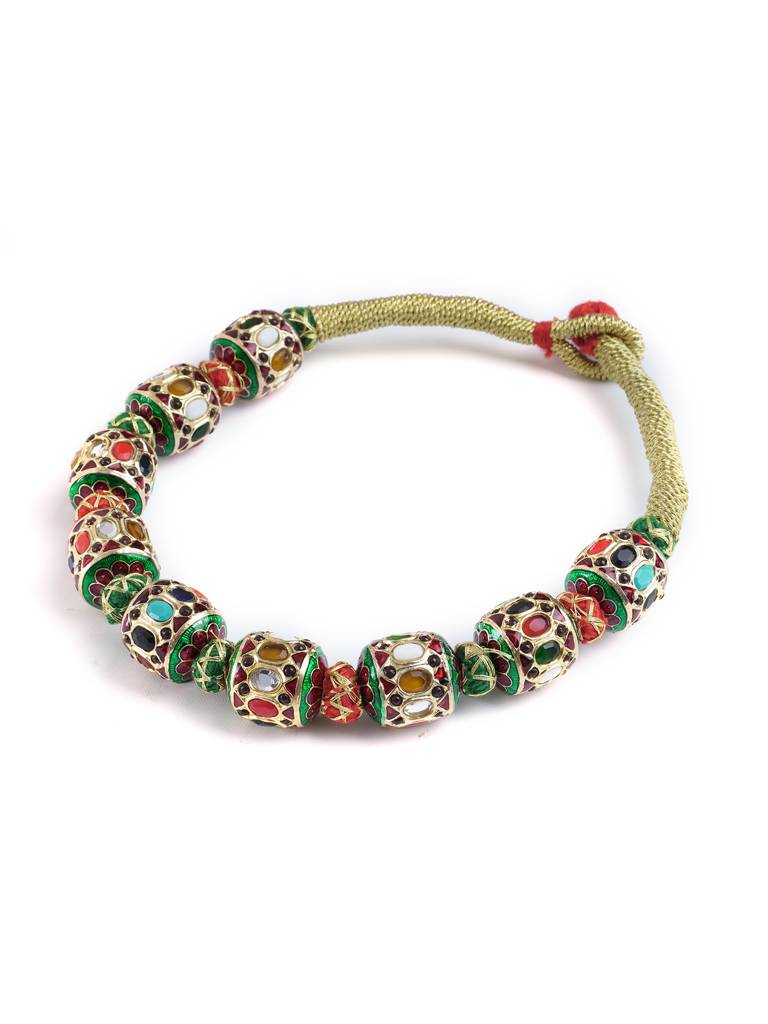 Navratna & Enamel Orbed Choker Necklace : WFNE451