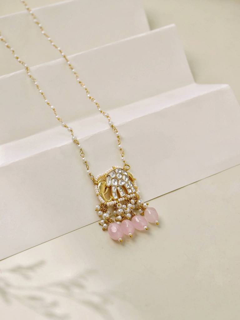 Golden Tusker Kundan Necklace : WFNE454