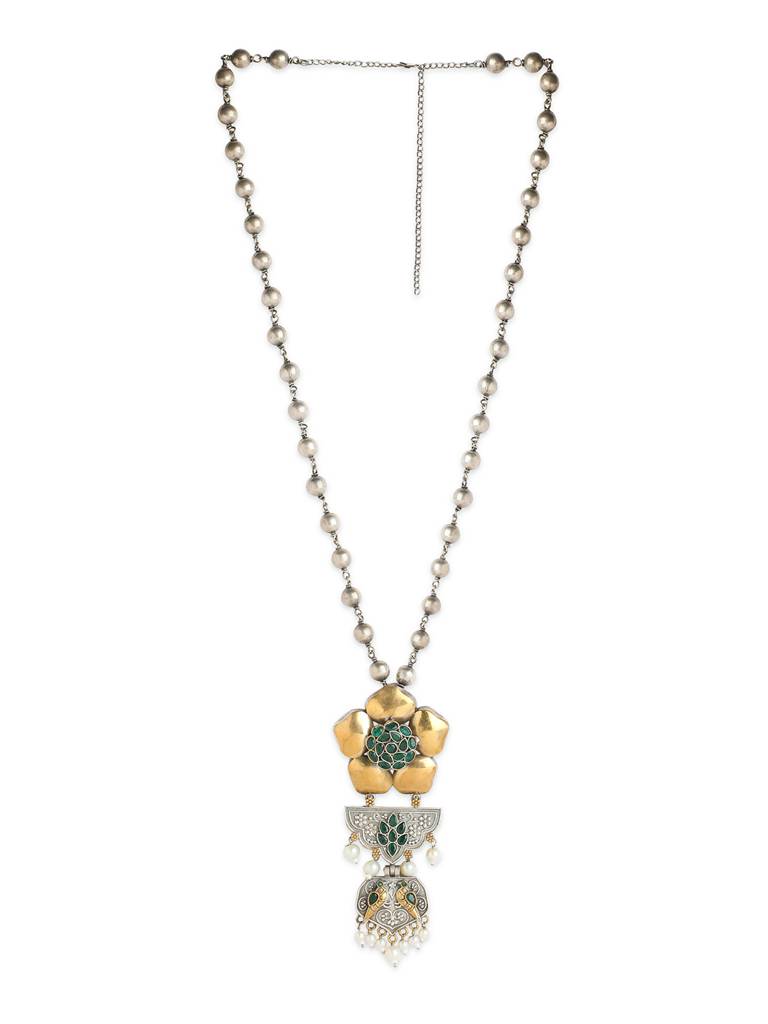 Gypsy Gilded Floral Oxidised Necklace : WFNO142
