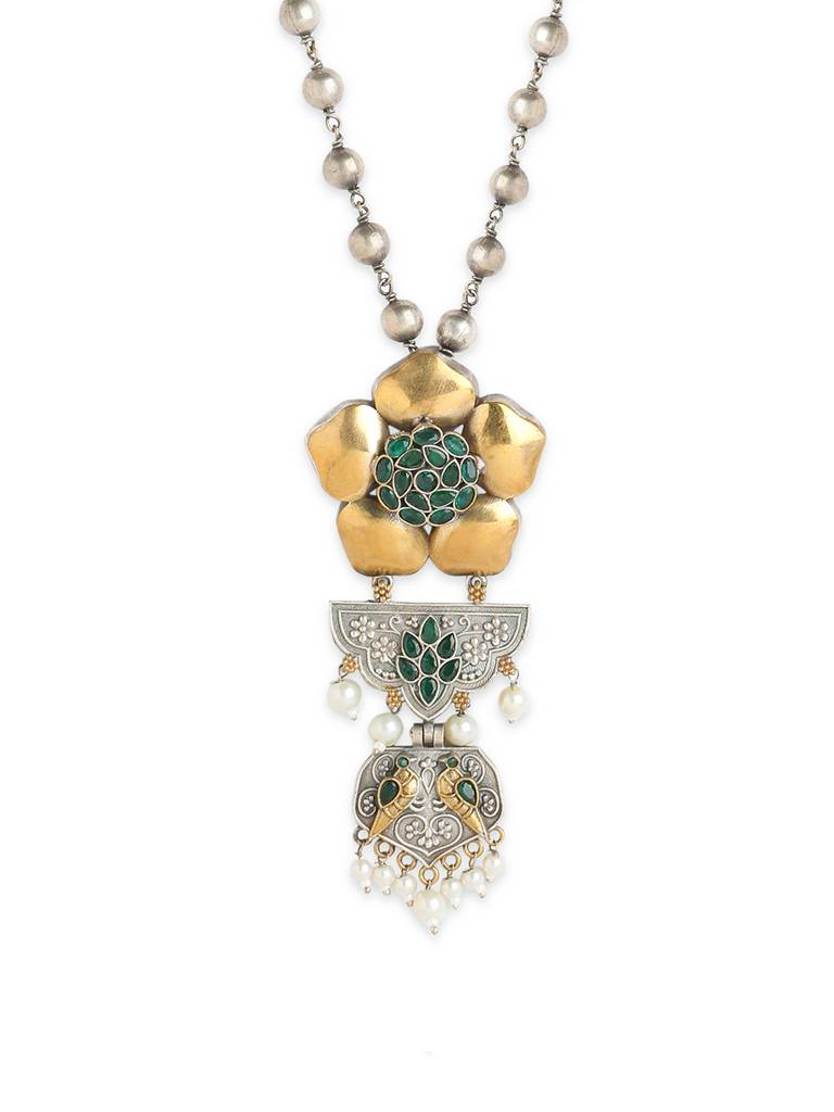 Gypsy Gilded Floral Oxidised Necklace : WFNO142