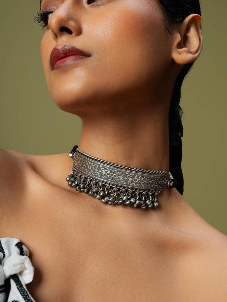 The Gripping Ghungroo Oxidised Collar Necklace : WFNO146