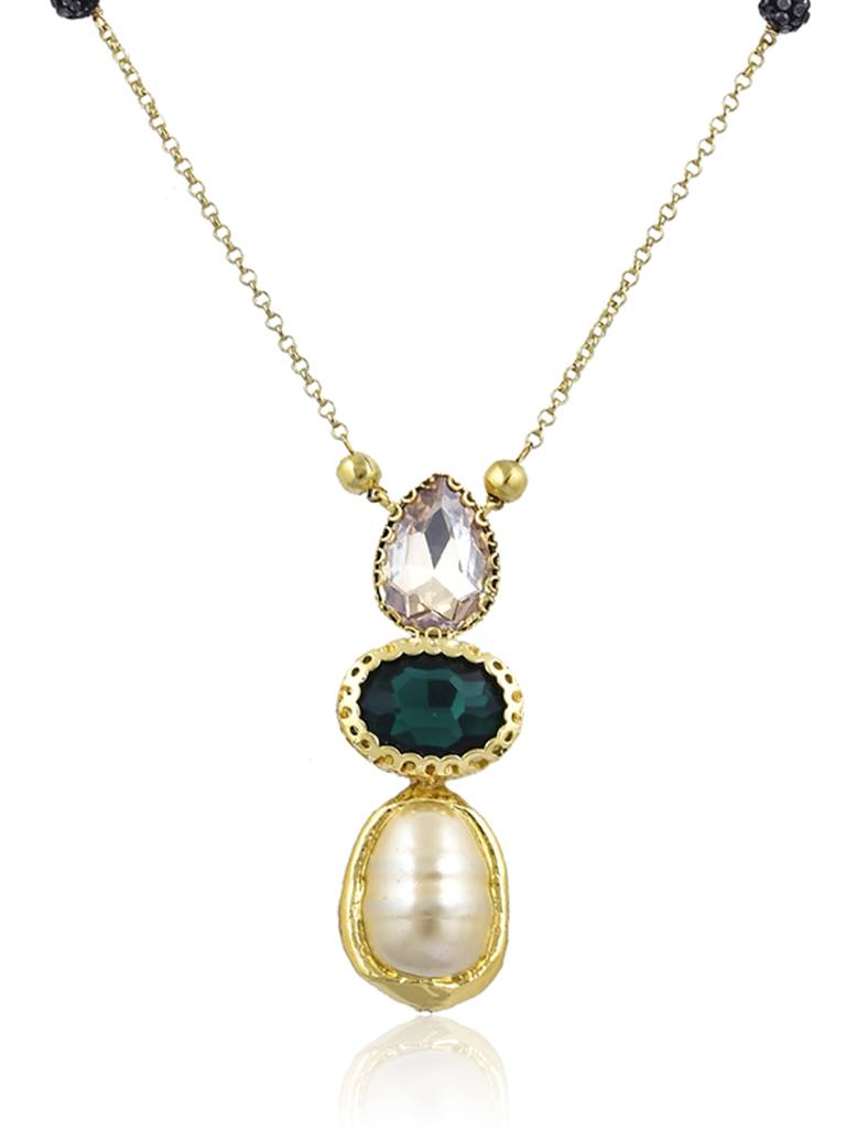 Aina Green And Baroque Peal Long Necklace : WFNS102
