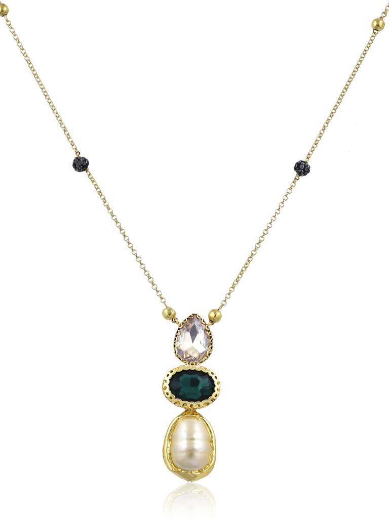 Aina Green And Baroque Peal Long Necklace : WFNS102