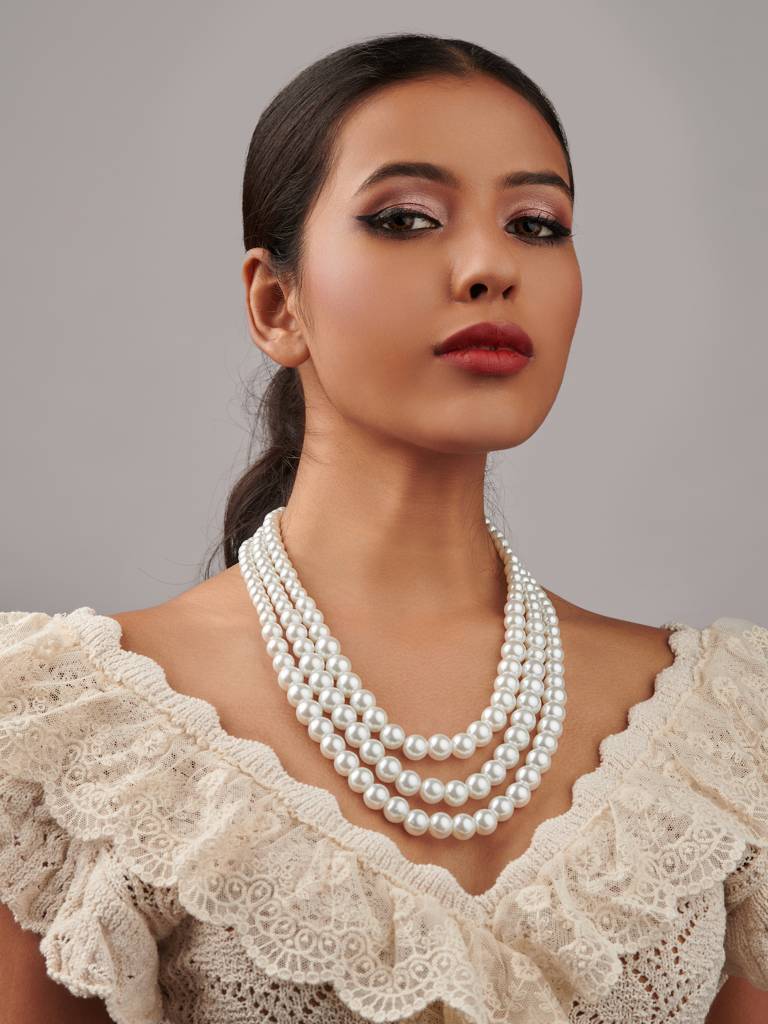 The Pearl Story - Vintage Ivory String Of Pearls Necklace : WFNS206