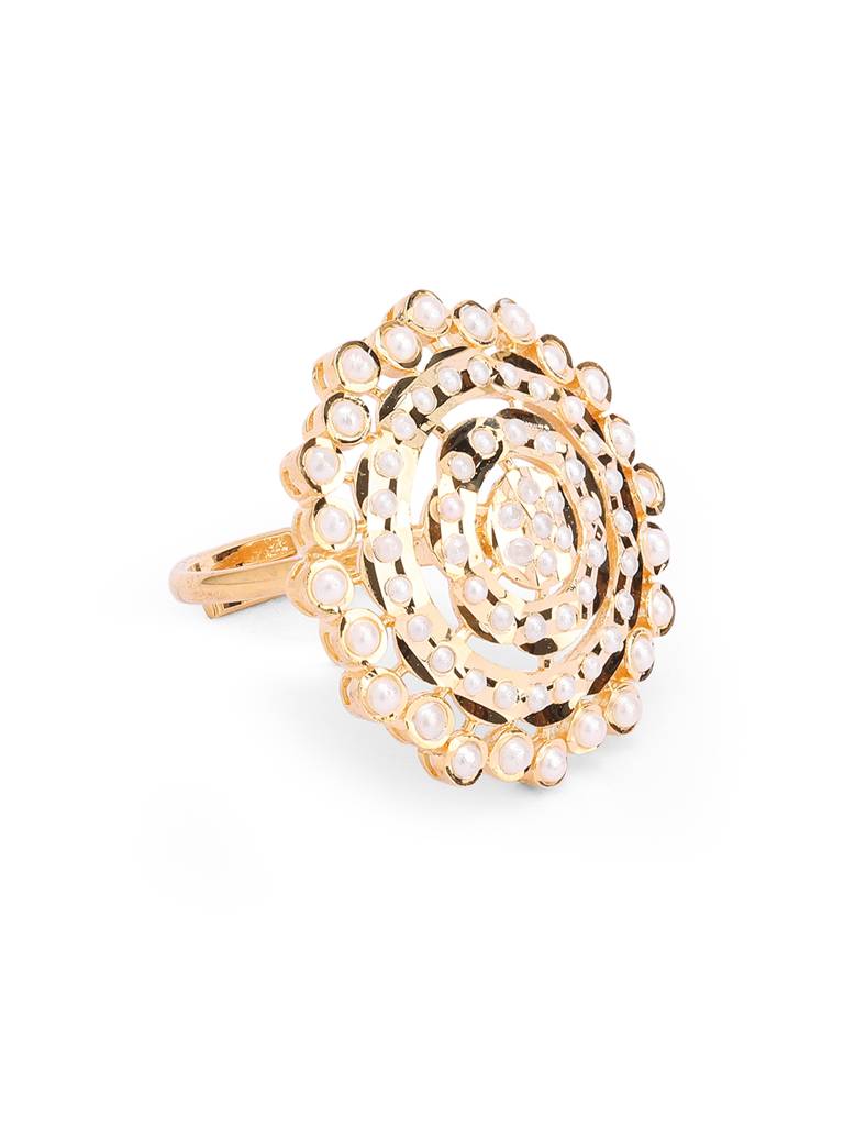 Meira Jadau Swirling Pearl Ring : WFRE200