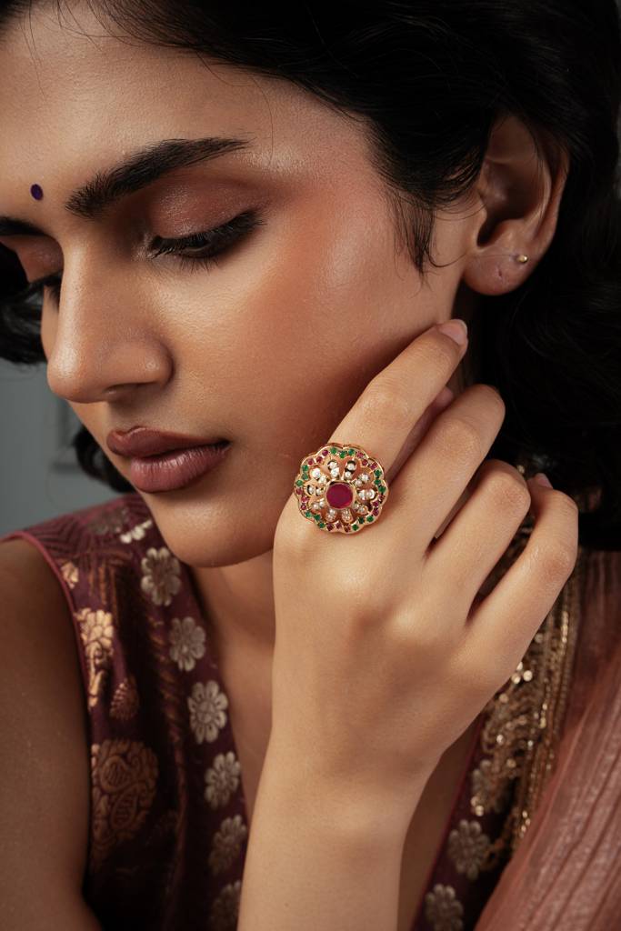 Meira Multi Coloured Pink Blossom Ring : WFRE201