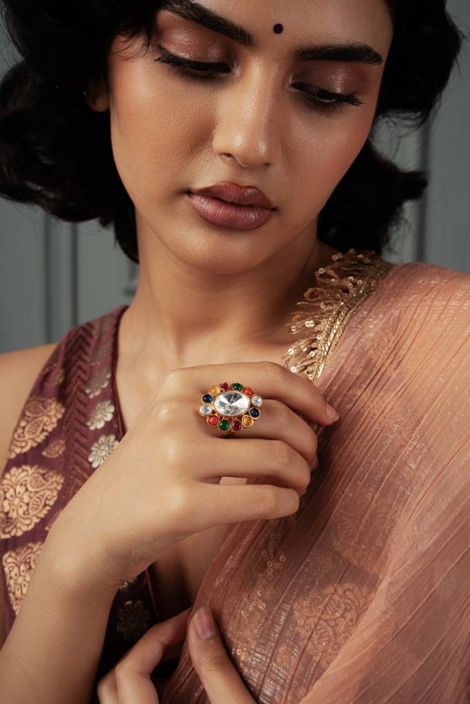 Meira Navratna Kundan Ring : WFRE202
