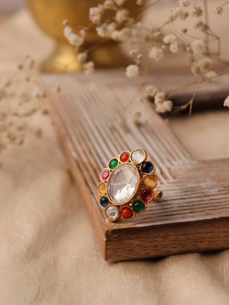 Meira Navratna Kundan Ring : WFRE202
