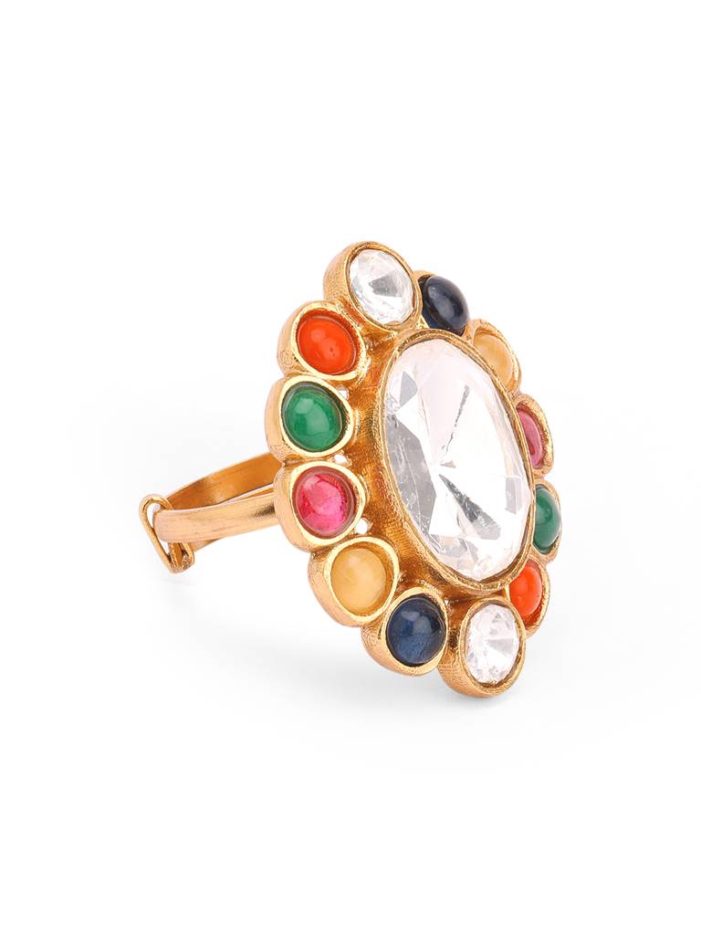 Meira Navratna Kundan Ring : WFRE202