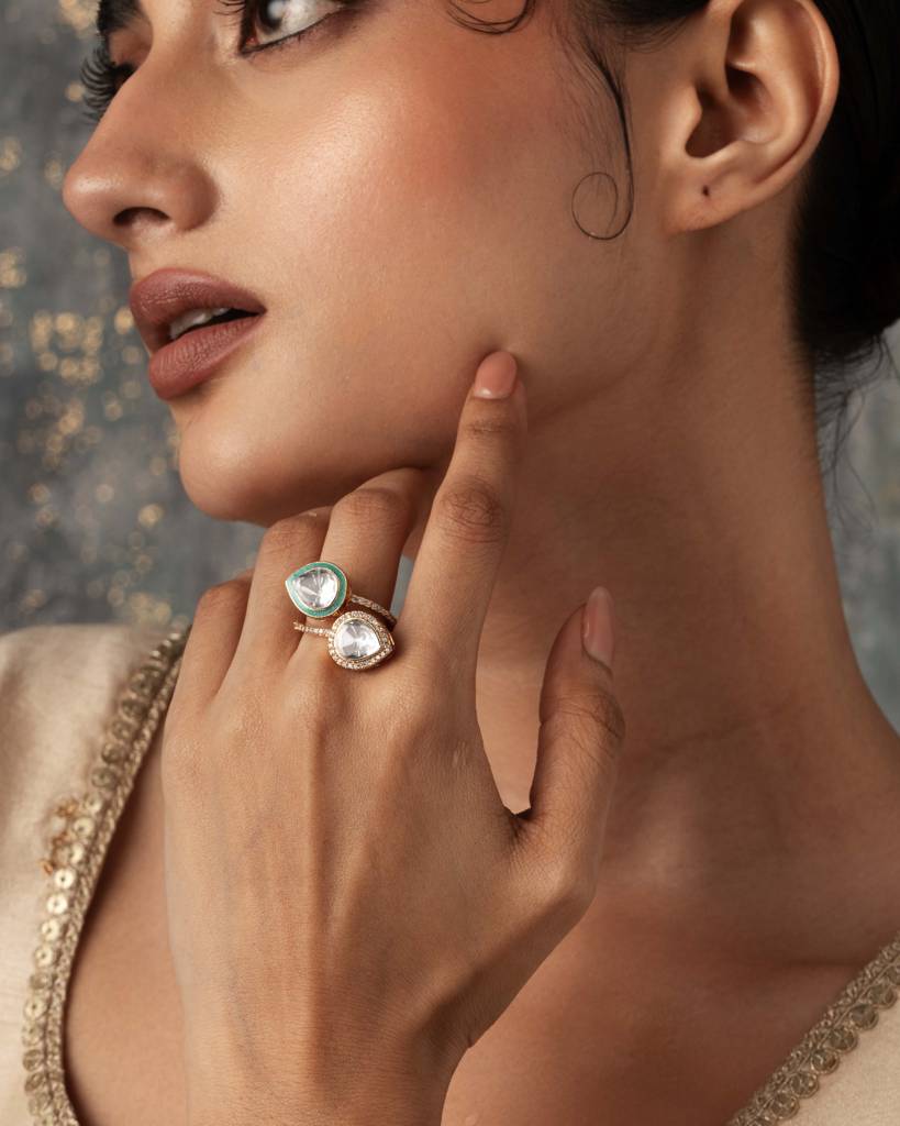 Twisted Turquoise Enamel Ring : WFRE204