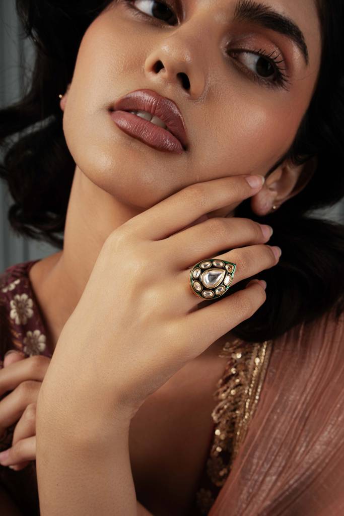 Meira Enamel Drop Of Kundan Ring : WFRE205