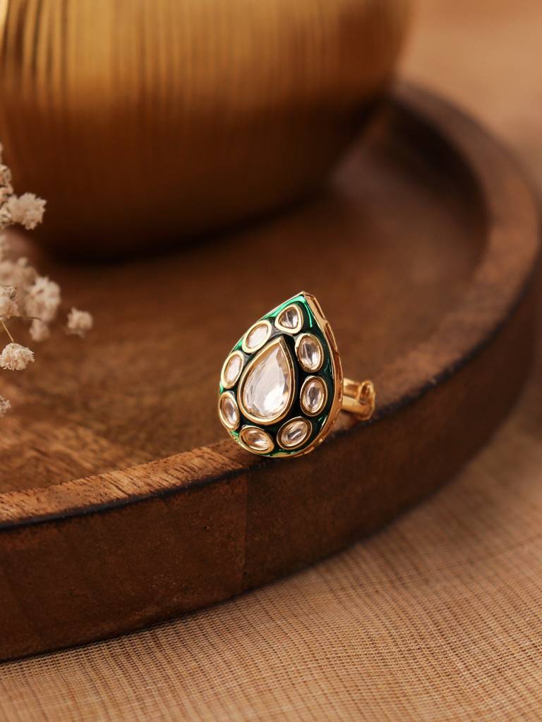 Meira Enamel Drop Of Kundan Ring : WFRE205