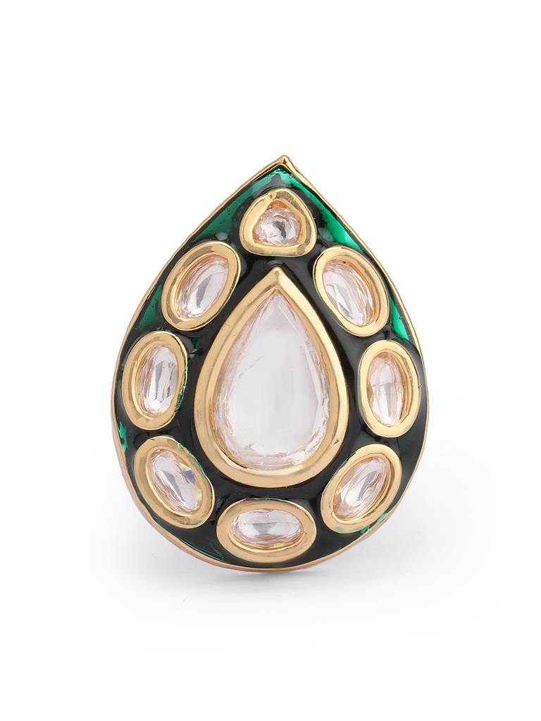 Meira Enamel Drop Of Kundan Ring : WFRE205