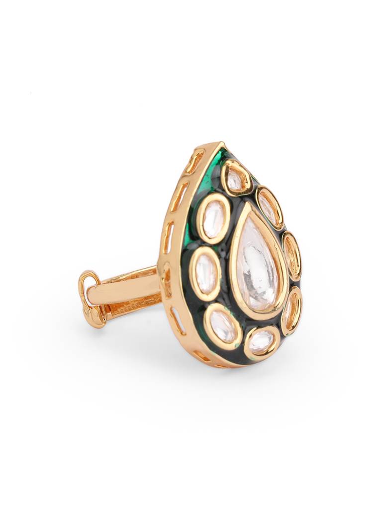 Meira Enamel Drop Of Kundan Ring : WFRE205