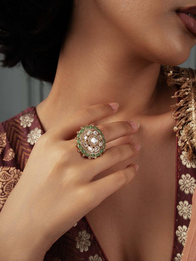 Meira Sage Symphony Kundan Ring : WFRE208