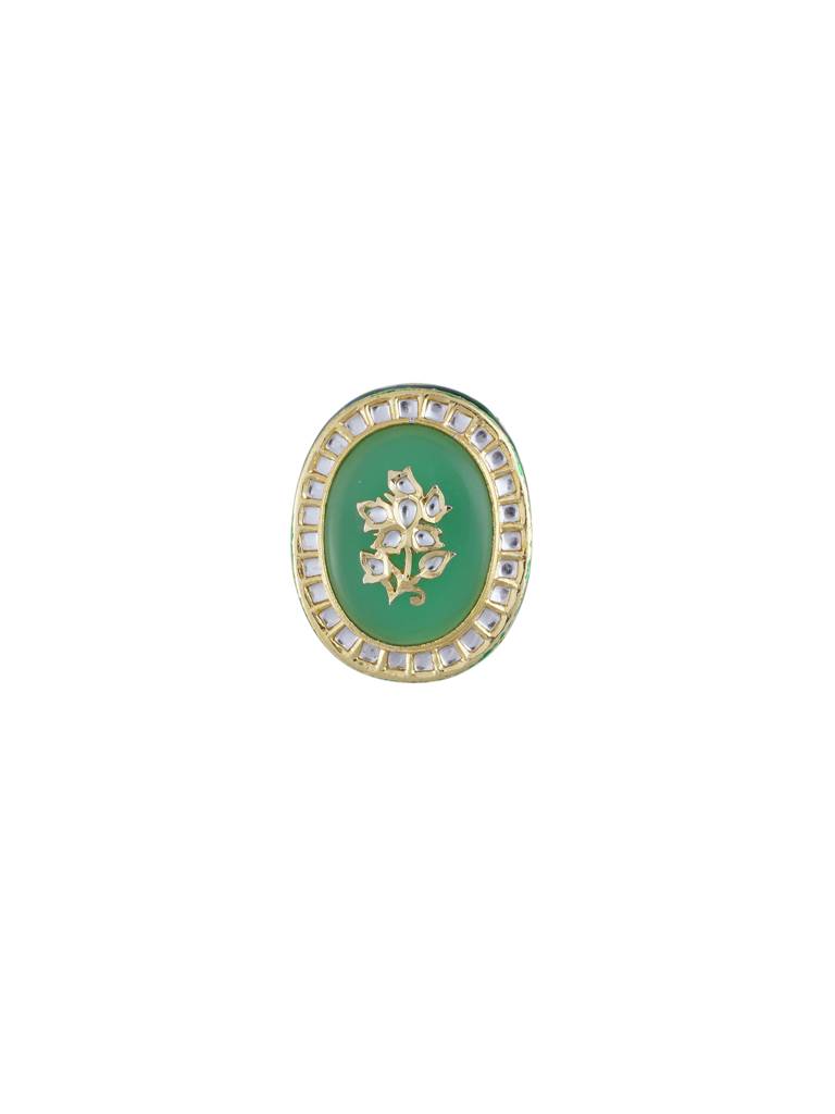 Carved Kundan Jade Ring : WFRE221