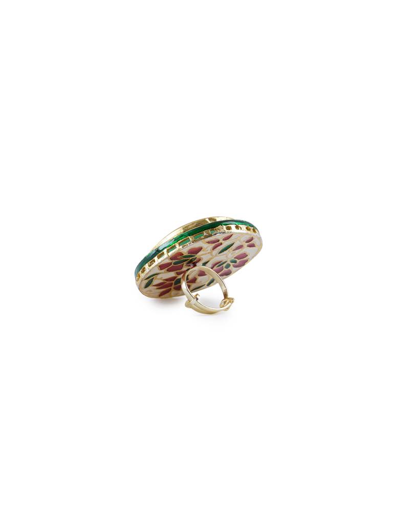 Carved Kundan Jade Ring : WFRE221