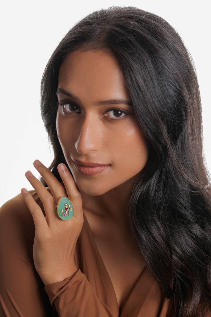 Sea Green Bird Emblem Ring : WFRE224