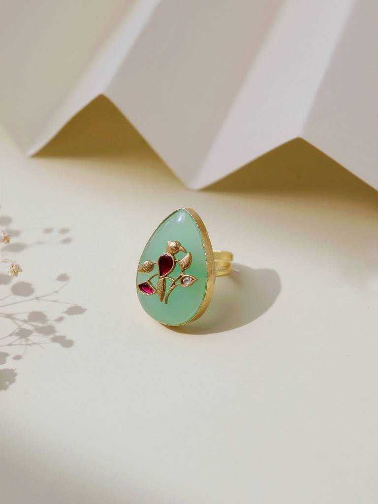 Sea Green Bird Emblem Ring : WFRE224