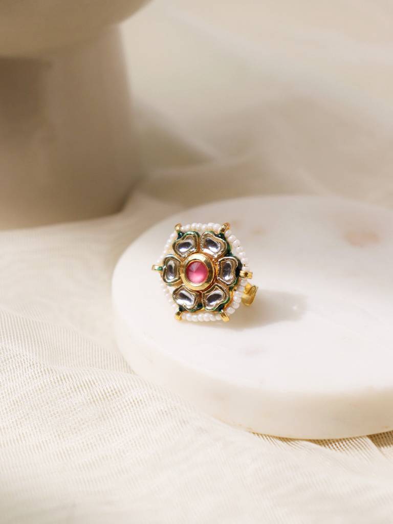 Floral Blush Kundan Ring : WFRE225