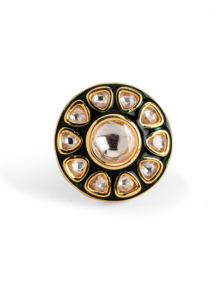 Enamel Kundan Preset Floral Ring : WFRE230