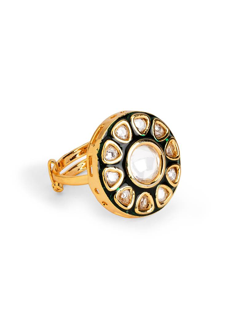 Enamel Kundan Preset Floral Ring : WFRE230