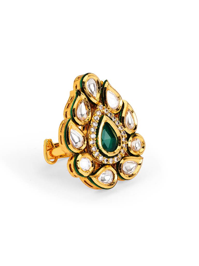 Kundan Paisley Drop Ring : WFRE233