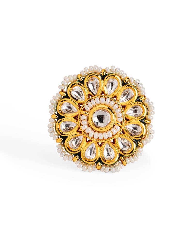 Pearl Stringed Kundan Floret Ring : WFRE234