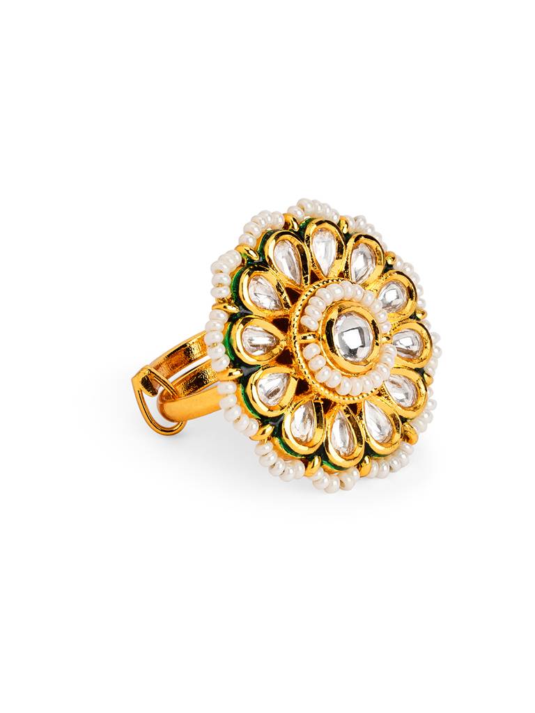 Pearl Stringed Kundan Floret Ring : WFRE234