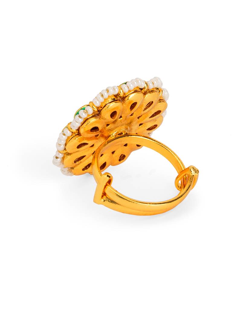 Pearl Stringed Kundan Floret Ring : WFRE234