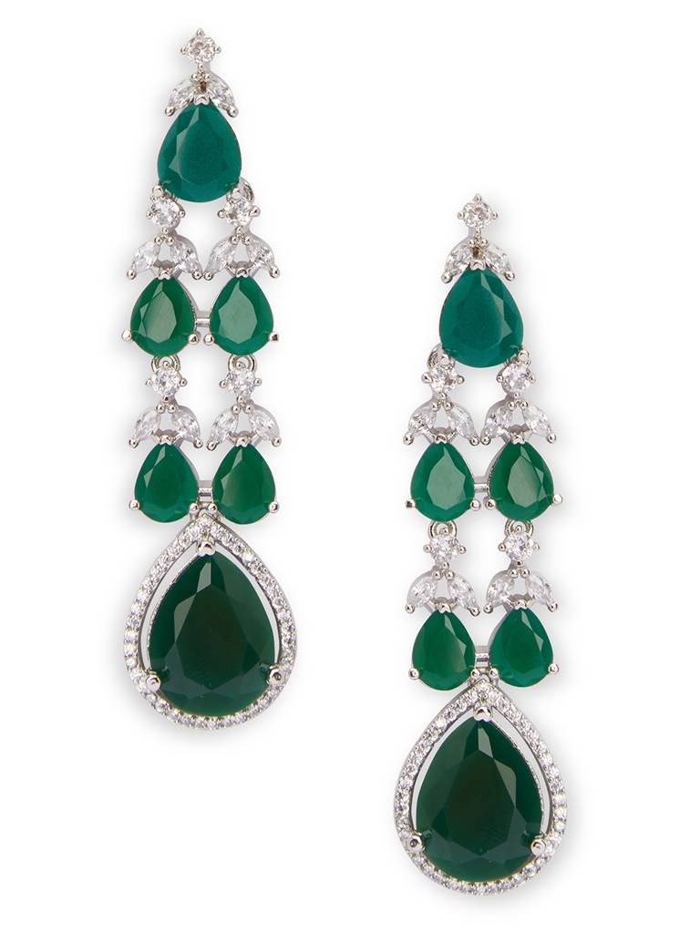 Green Emerald Elegance Cz Necklace Set : WFSC103