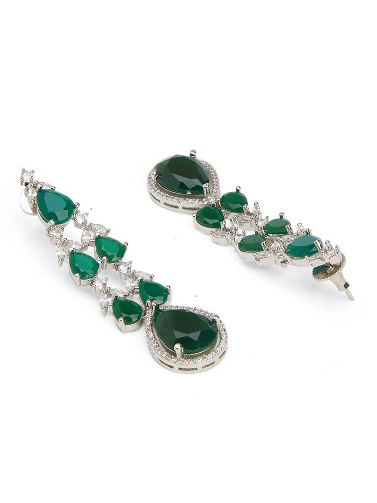 Green Emerald Elegance Cz Necklace Set : WFSC103