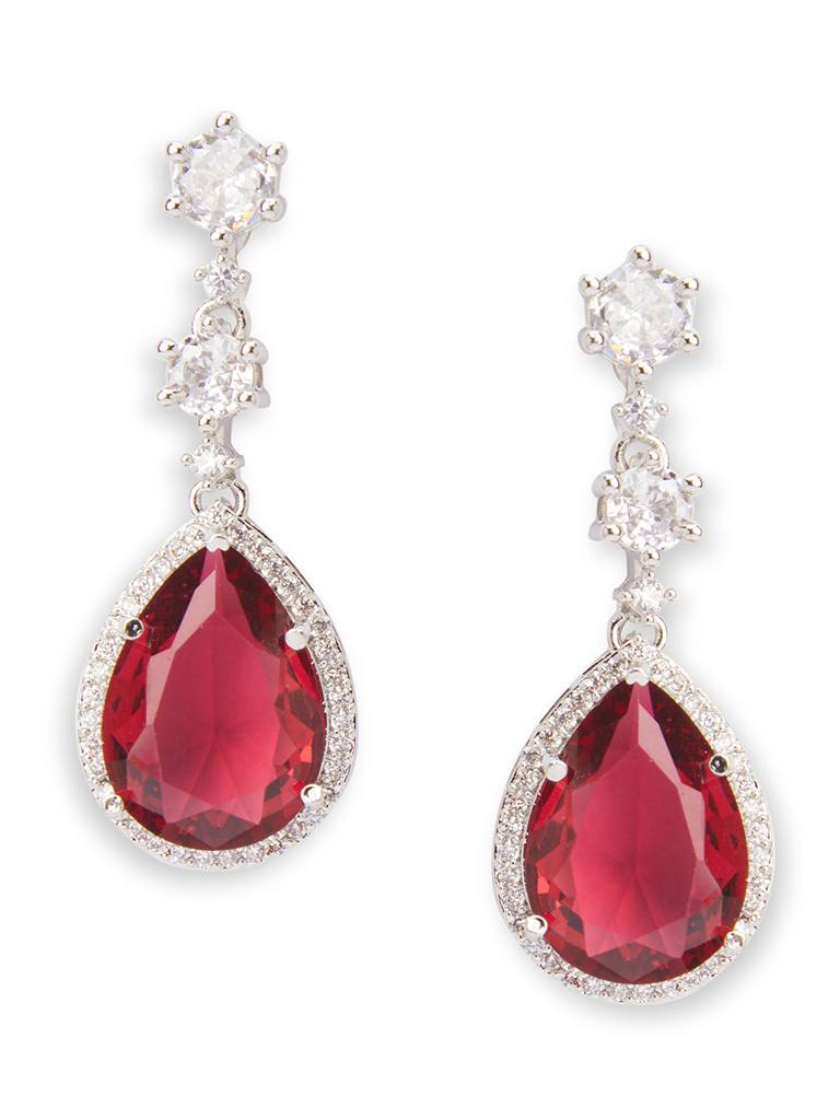 Garnet Glow Drop Cz Necklace Set : WFSC123