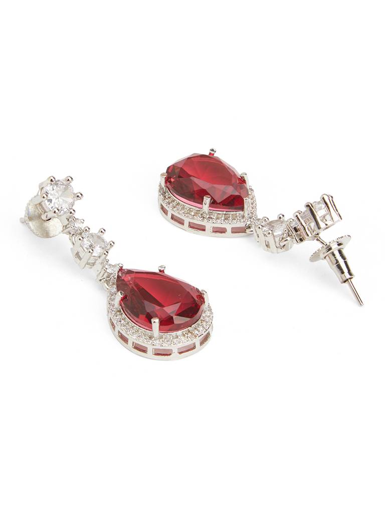 Garnet Glow Drop Cz Necklace Set : WFSC123
