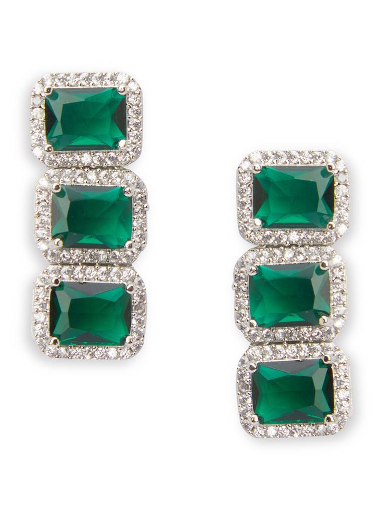 Auric Emerald Green Cz Necklace Set : WFSC124