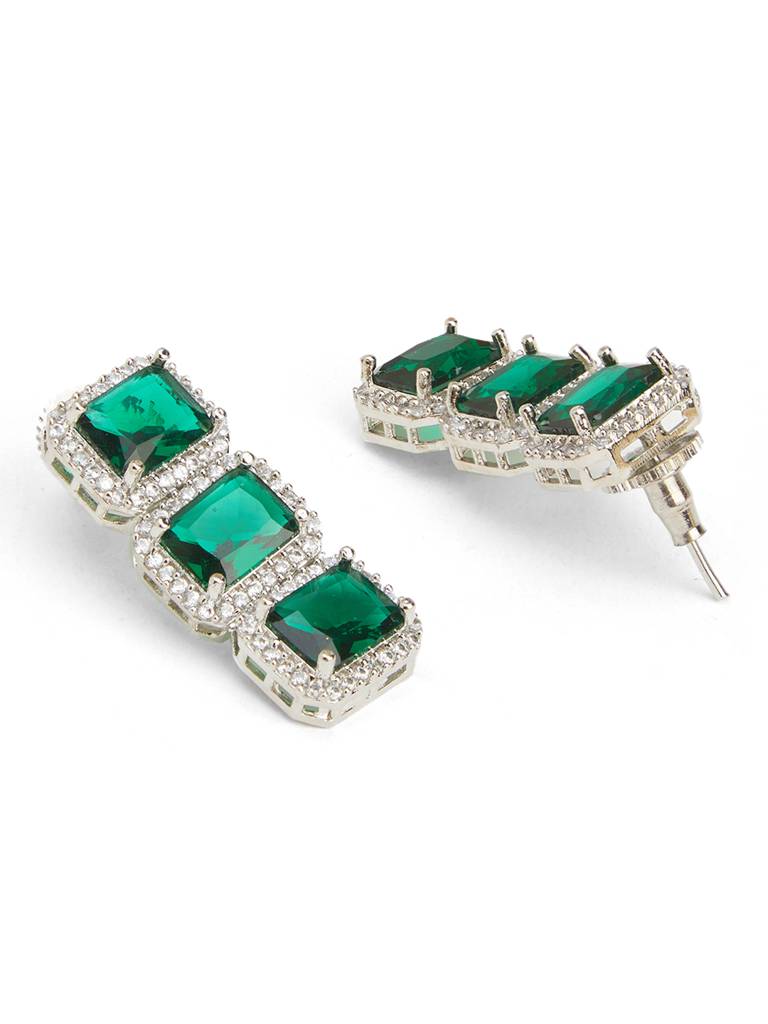 Auric Emerald Green Cz Necklace Set : WFSC124