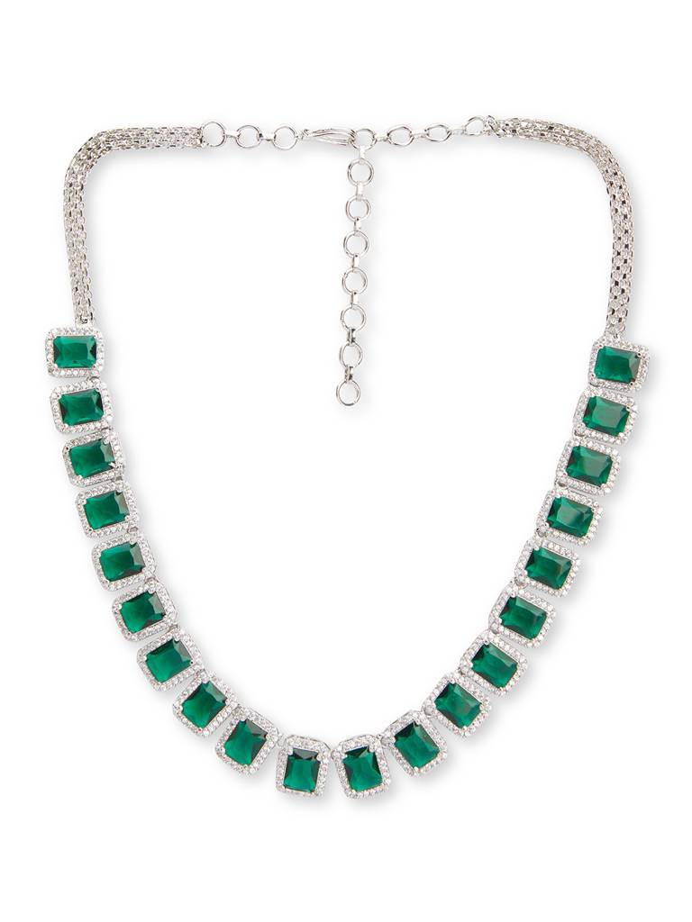 Auric Emerald Green Cz Necklace Set : WFSC124