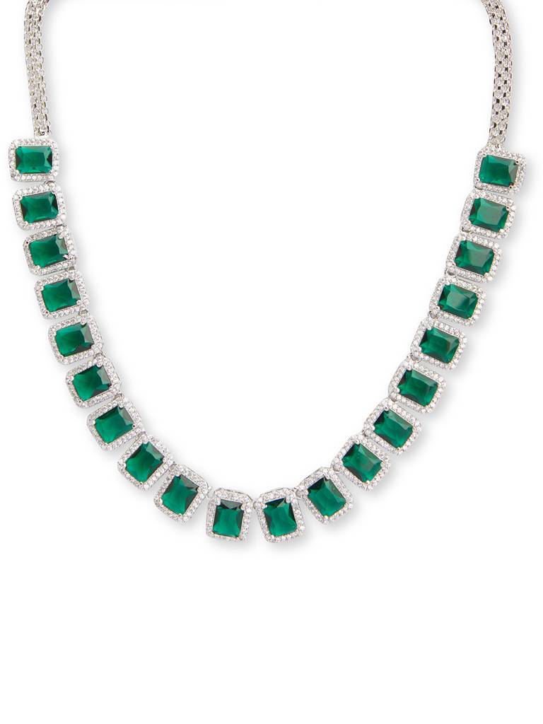 Auric Emerald Green Cz Necklace Set : WFSC124