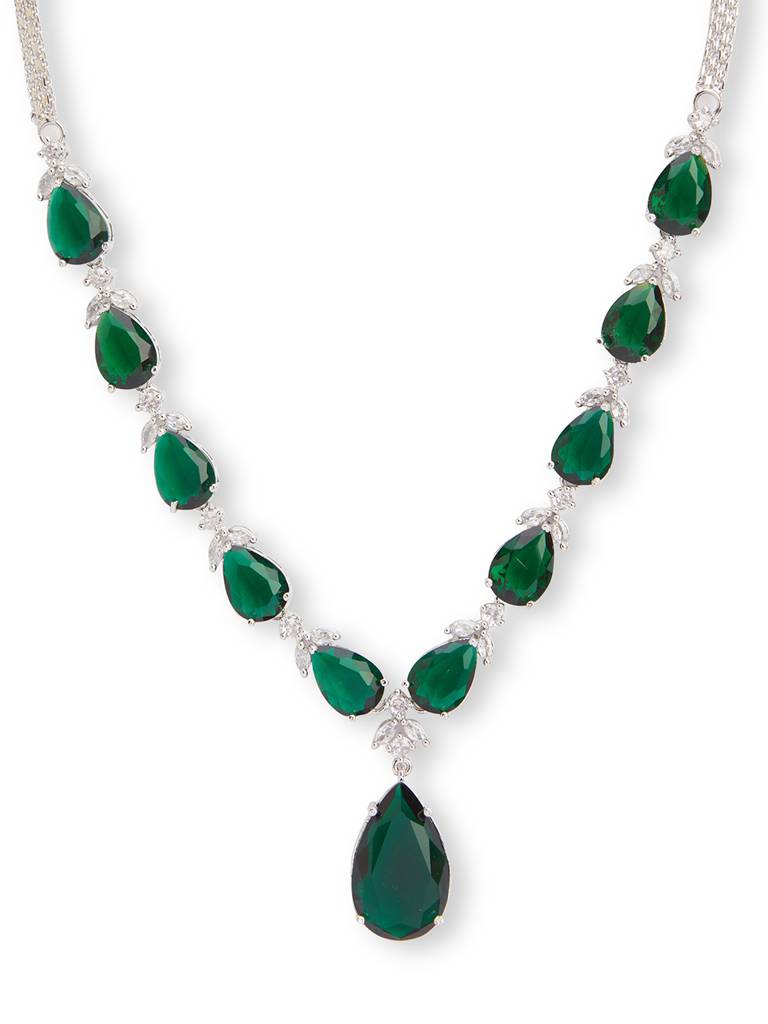 Green Garland Drop Necklace Set : WFSC127