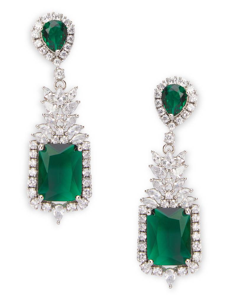Square Sage Sparkle Cz Necklace Set : WFSC140