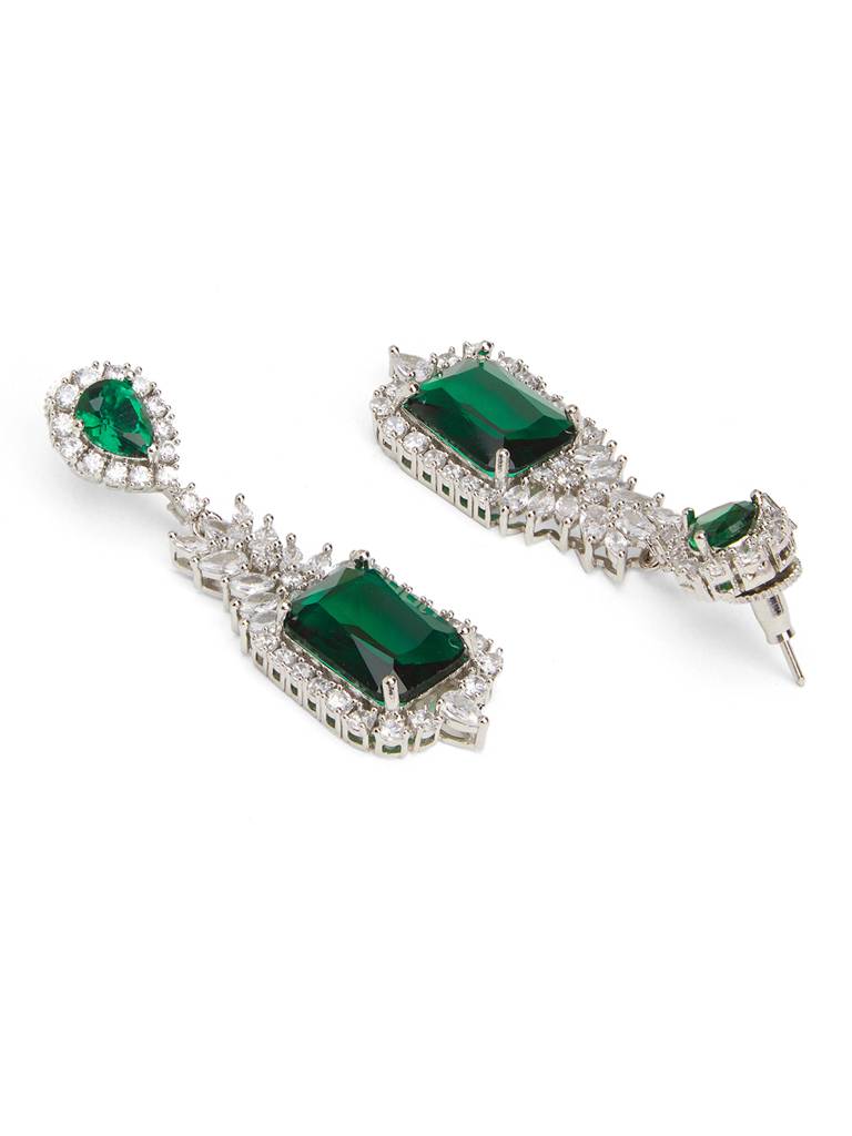 Square Sage Sparkle Cz Necklace Set : WFSC140