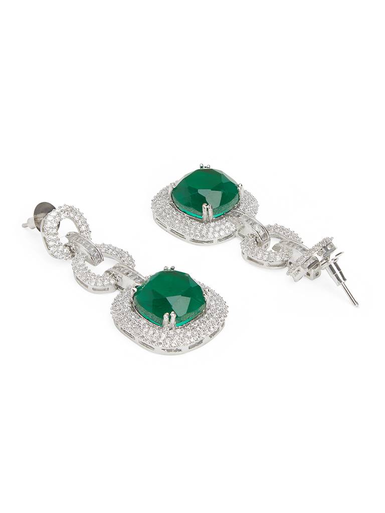 Green Linked Luster Cz Necklace Set : WFSC142