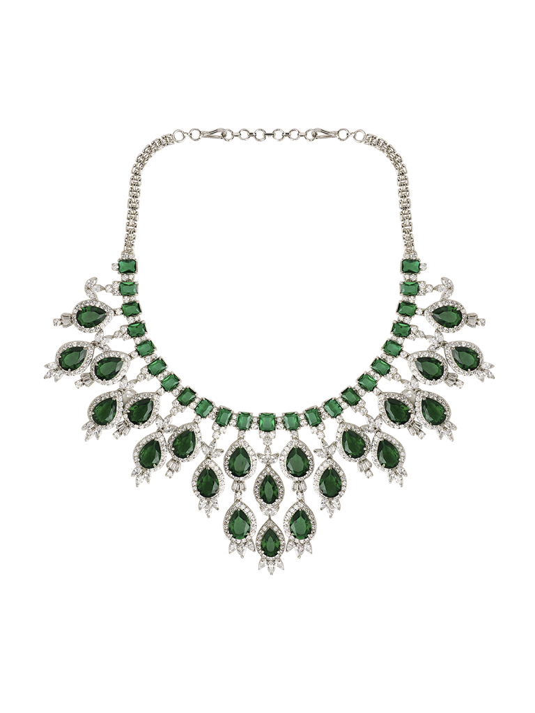 The Emerald Oasis Green Cz Necklace Set : WFSC145