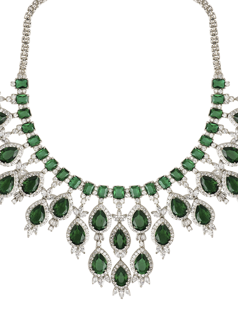The Emerald Oasis Green Cz Necklace Set : WFSC145