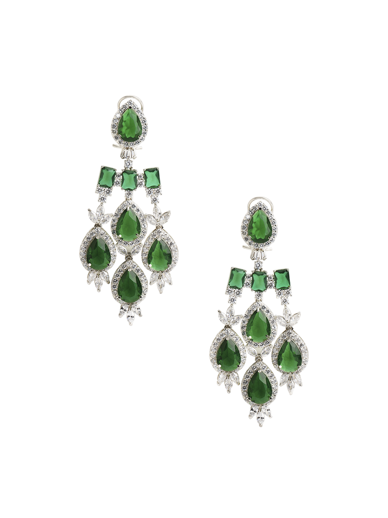 The Emerald Oasis Green Cz Necklace Set : WFSC145